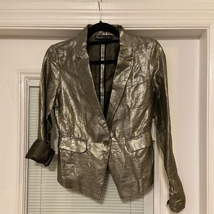 Elizabeth and James Metallic Linen Blazer, Size: 2